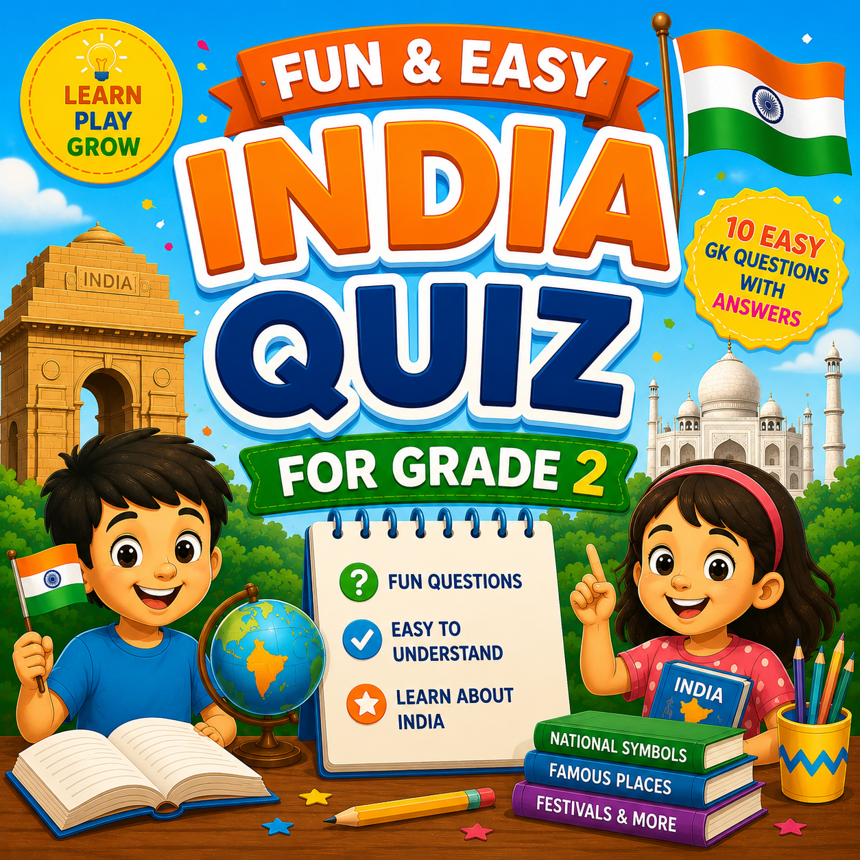 🇮🇳 India Quiz for Class 2 | 10 GK Questions with Answers