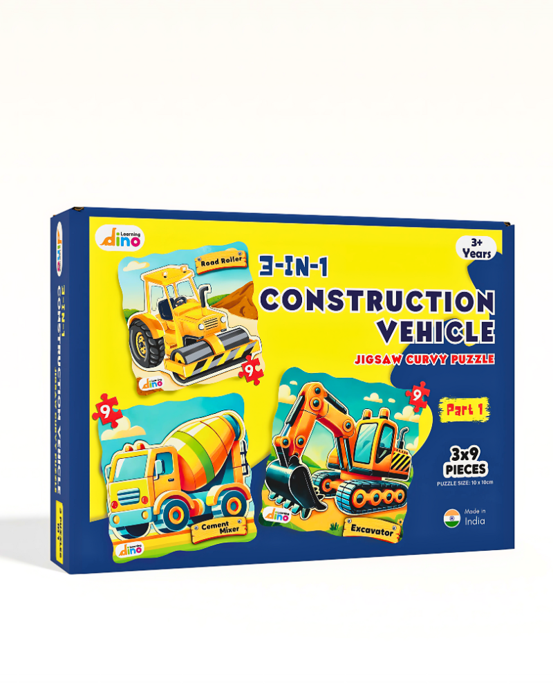 3-in-1 Construction Vehicles Puzzle Combo
