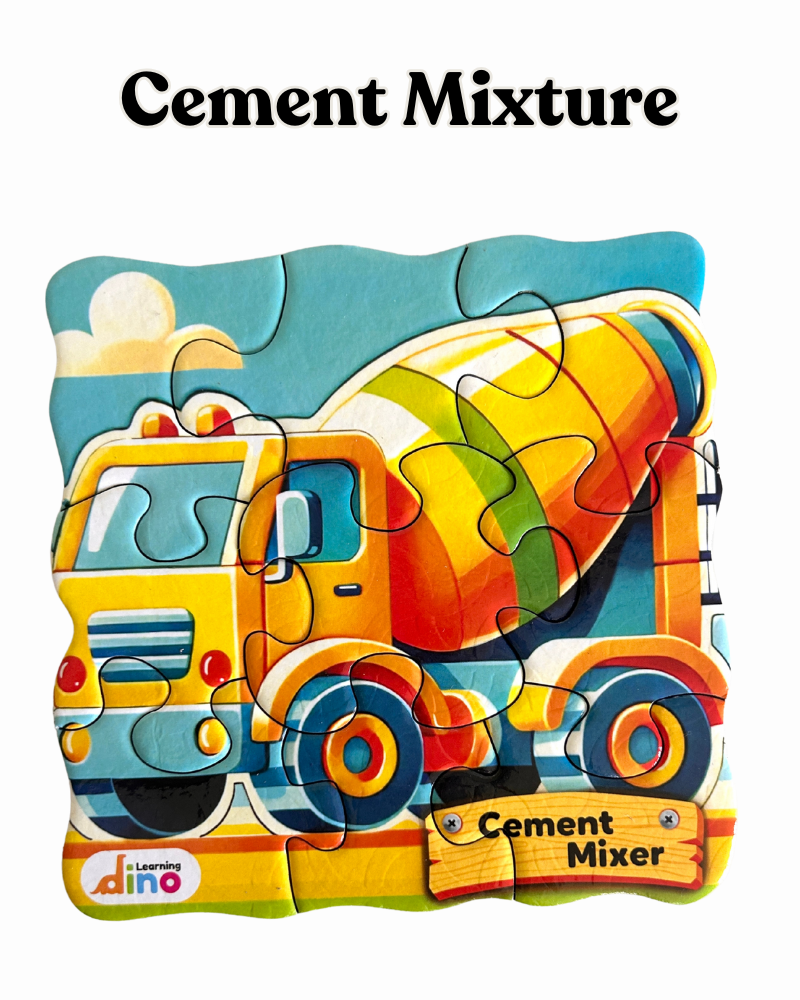 3-in-1 Construction Vehicles Puzzle – Road Roller, Excavator & Cement Mixer | Fun & Educational Puzzle for Kids