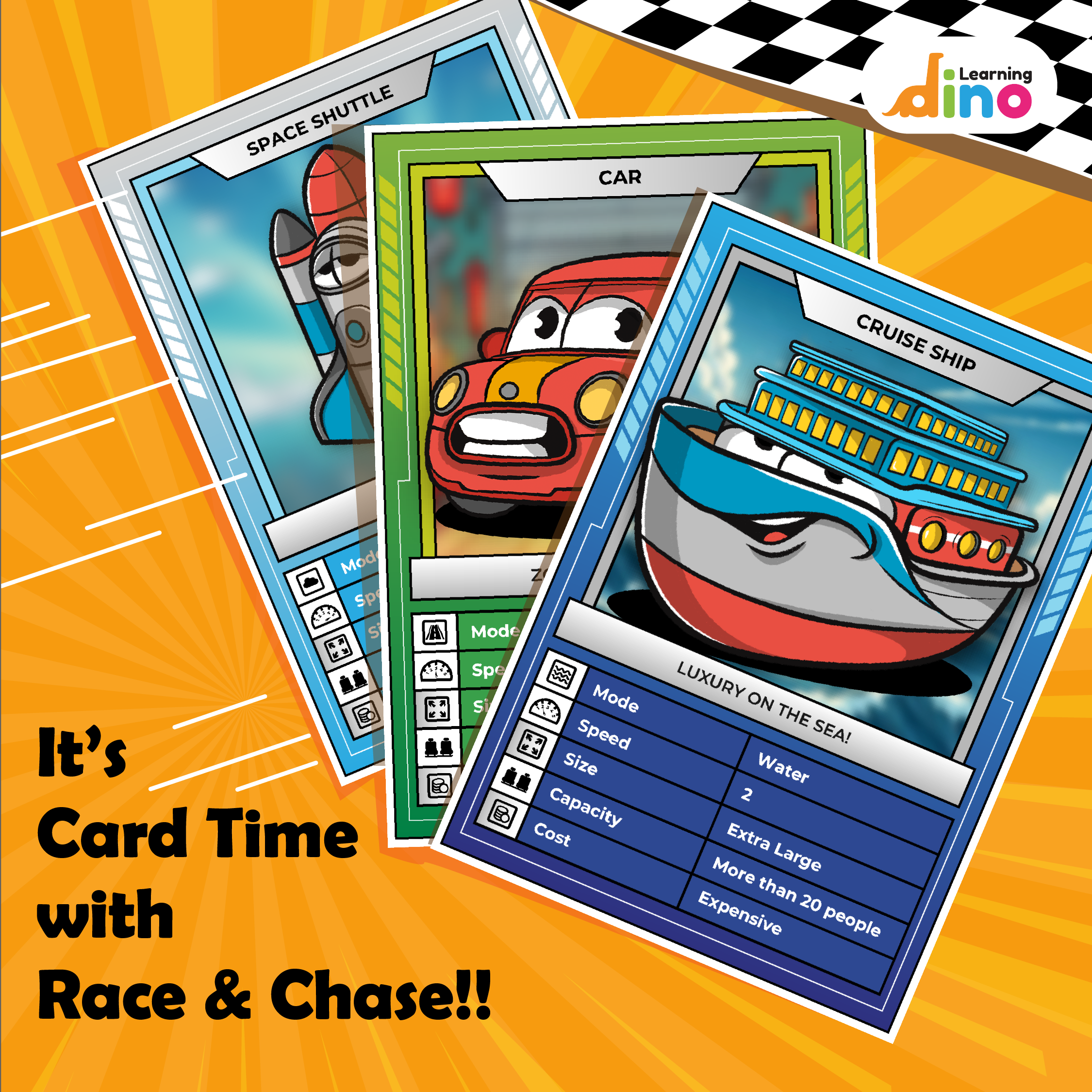 Race and Chase - Vehicles Trump Card Game For Kids