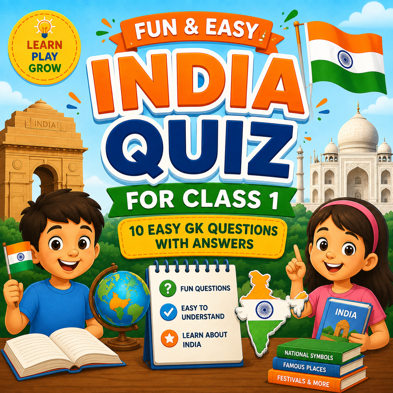 🇮🇳 India Quiz for Class 1 | 10 Easy GK Questions with Answers