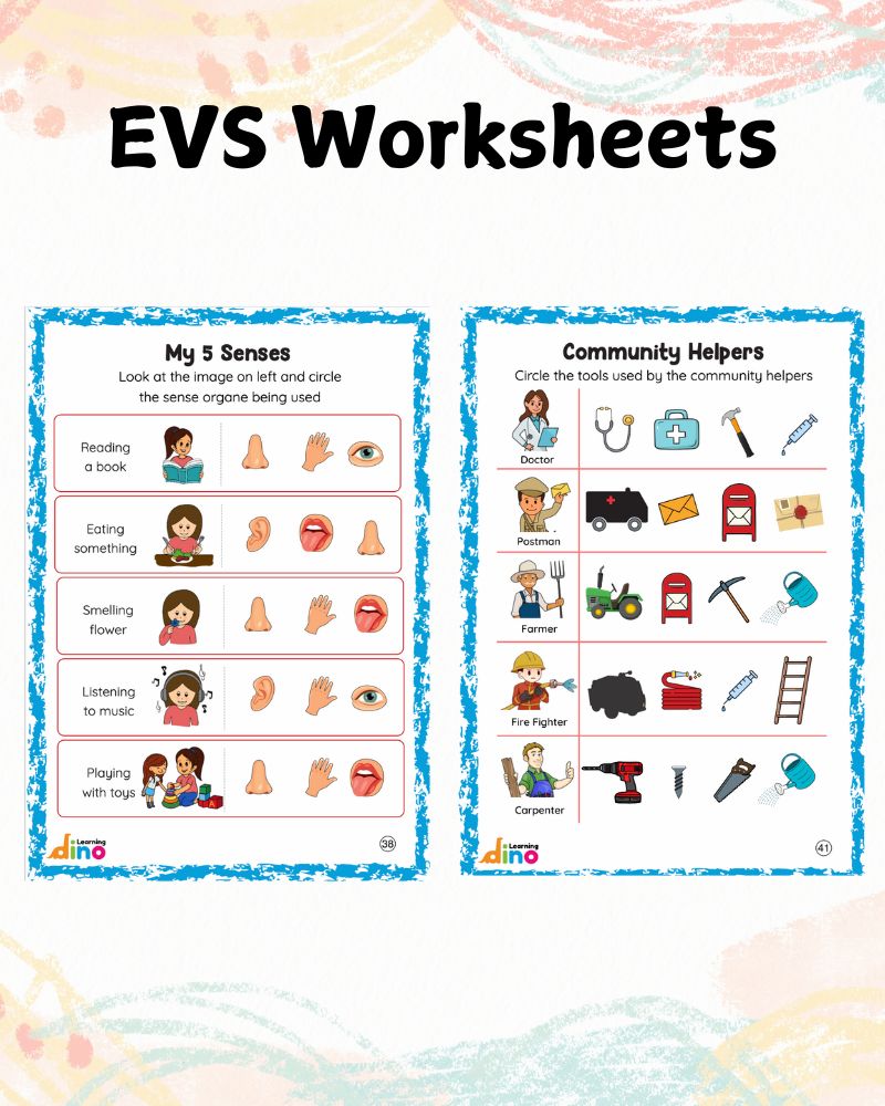 UKG and LKG worksheets combo – 128 Worksheets + Sticker Sheets (English, Maths, EVS)