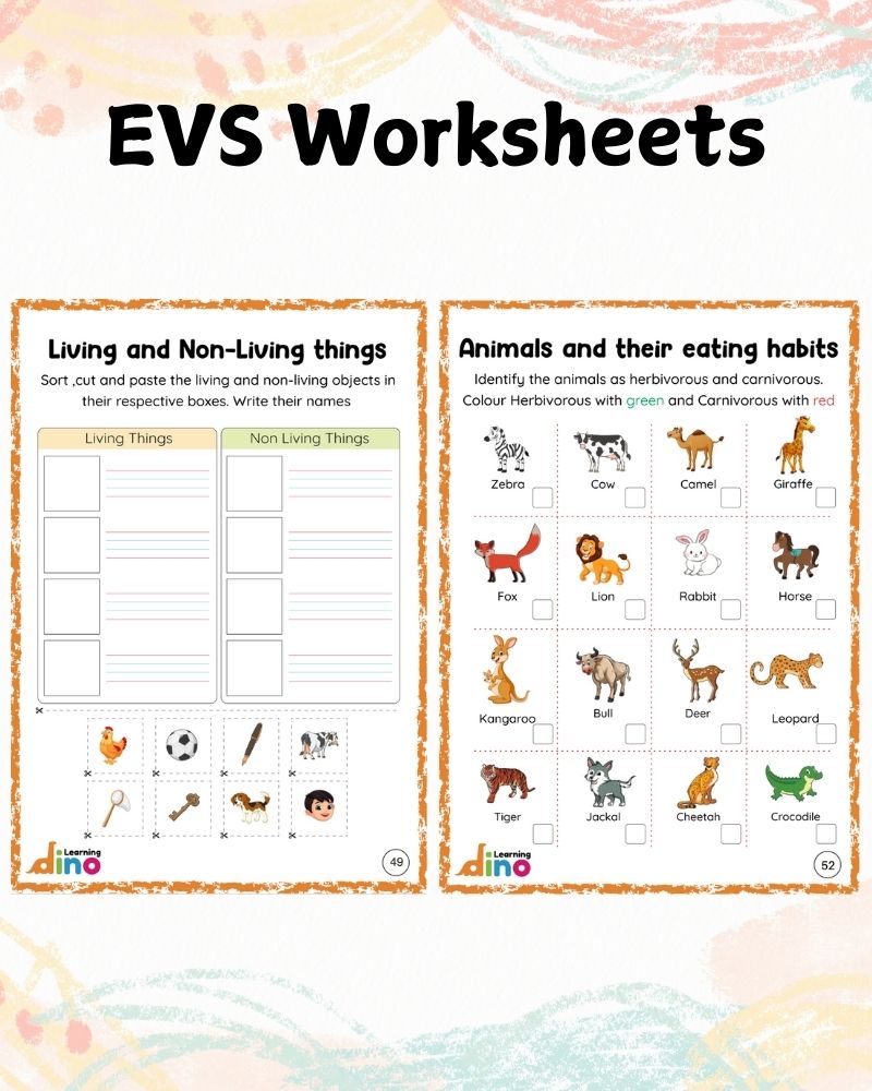 UKG and LKG worksheets combo – 128 Worksheets + Sticker Sheets (English, Maths, EVS)