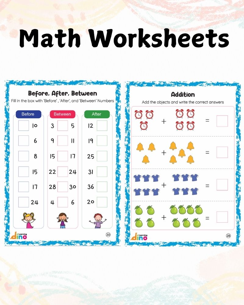 UKG and LKG worksheets combo – 128 Worksheets + Sticker Sheets (English, Maths, EVS)