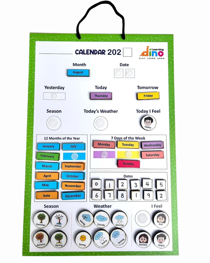 Wooden Calendar For Kids (Green) | (Ages 3 year plus)