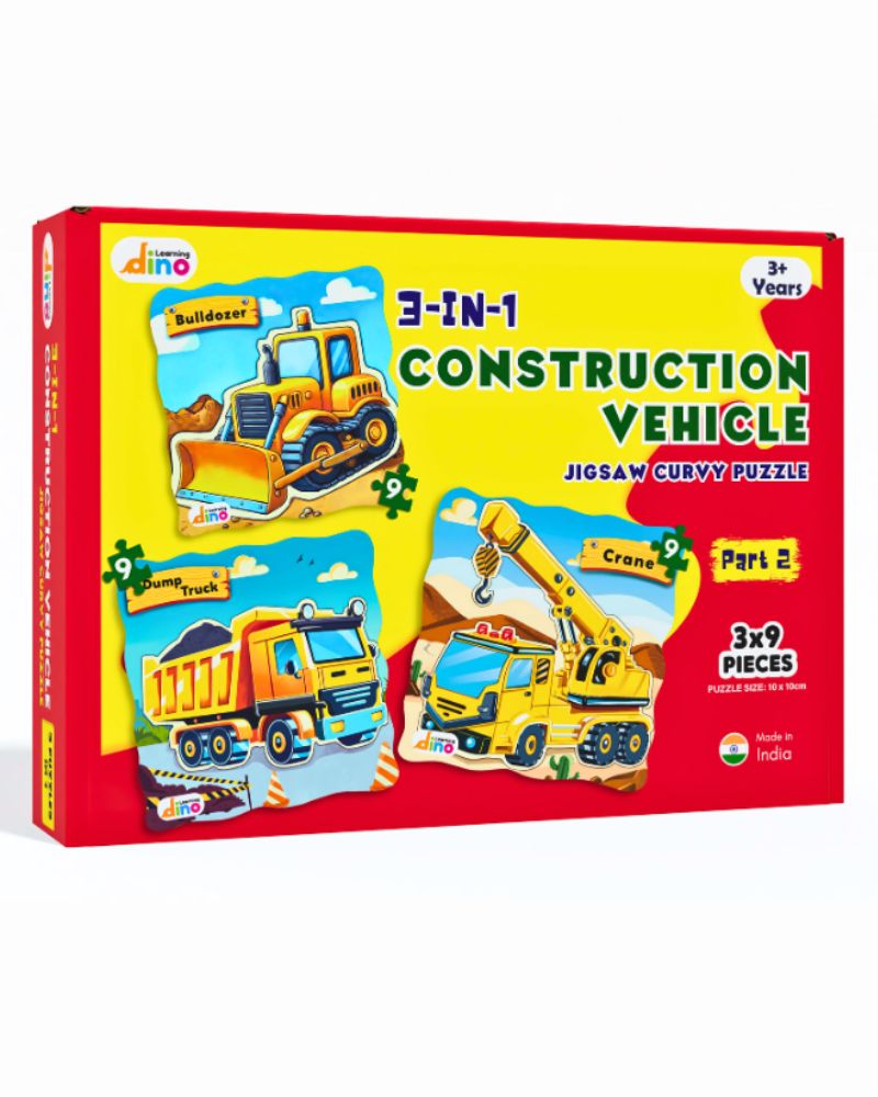 3-in-1 Construction Vehicles Puzzle Combo