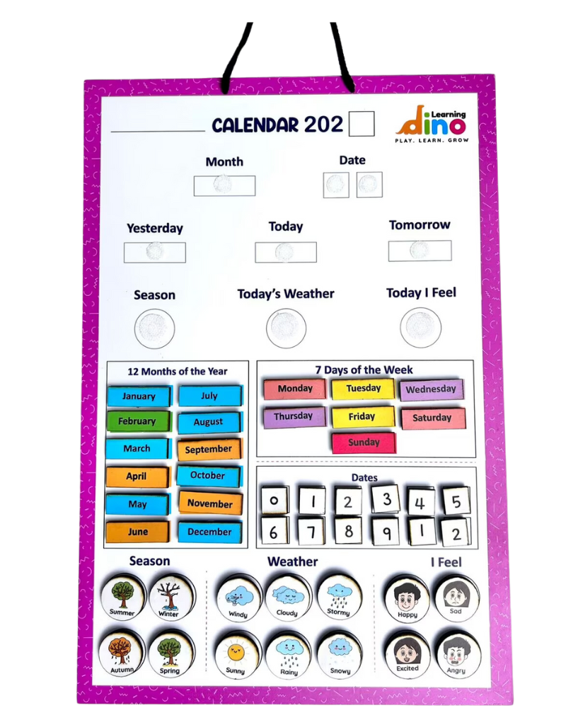 Wooden Calendar For Kids (Pink)