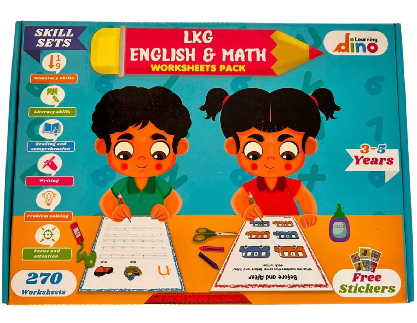 LKG English & Math Practice Worksheets Combo (Ages 3-5 years)